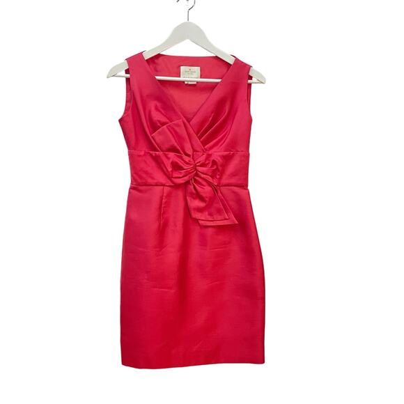 Kate Spade Mina All That Glitters Size 2 Pink Silk Front Bow Mini Sheath Dress - Picture 2 of 10